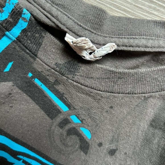 Y2K Grey Blue Affliction Tapout Style Graphic Shirt Mens XL - Picture 4 of 5